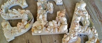 letters made from seashells