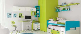 Children&#39;s room with corner wardrobe