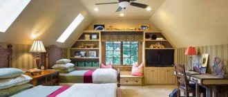 Design of a children&#39;s room in the attic, photo examples