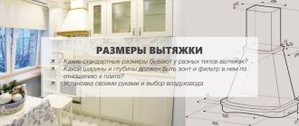 размеры вытяжки для кухни